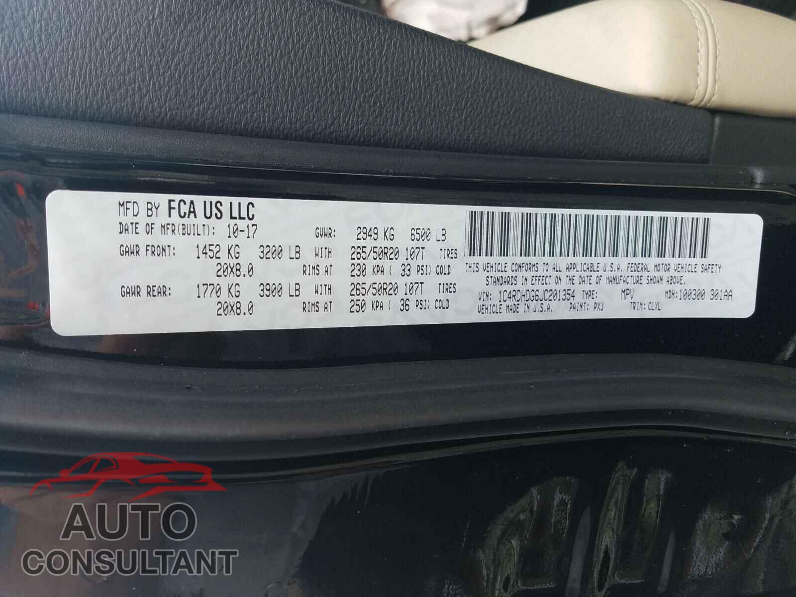 DODGE DURANGO 2018 - 1C4RDHDG6JC201354