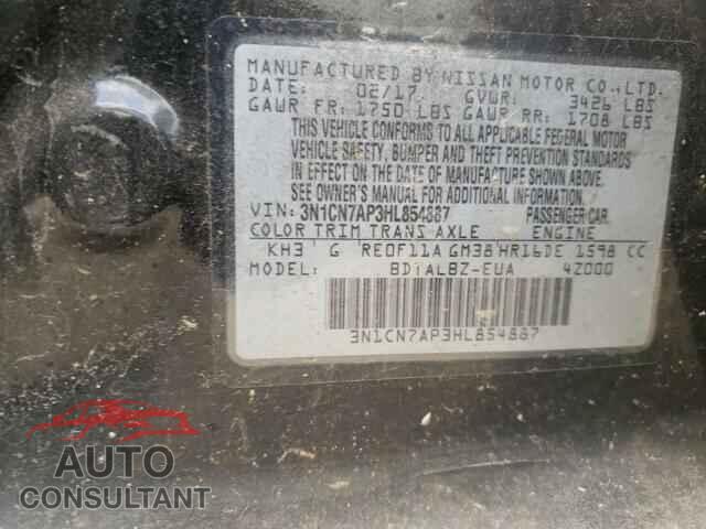 NISSAN VERSA 2017 - 3N1CN7AP3HL854887