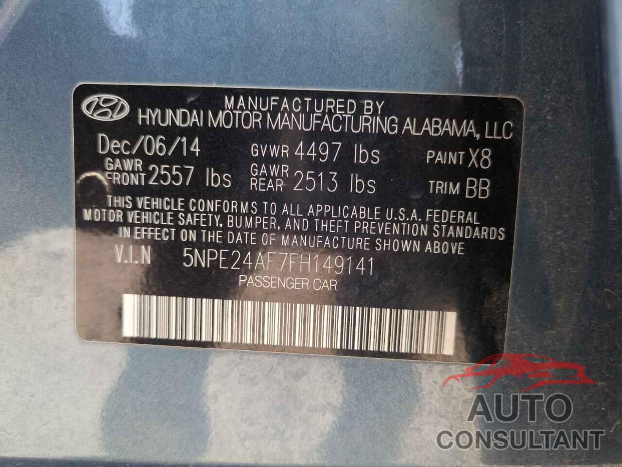 HYUNDAI SONATA 2015 - 5NPE24AF7FH149141