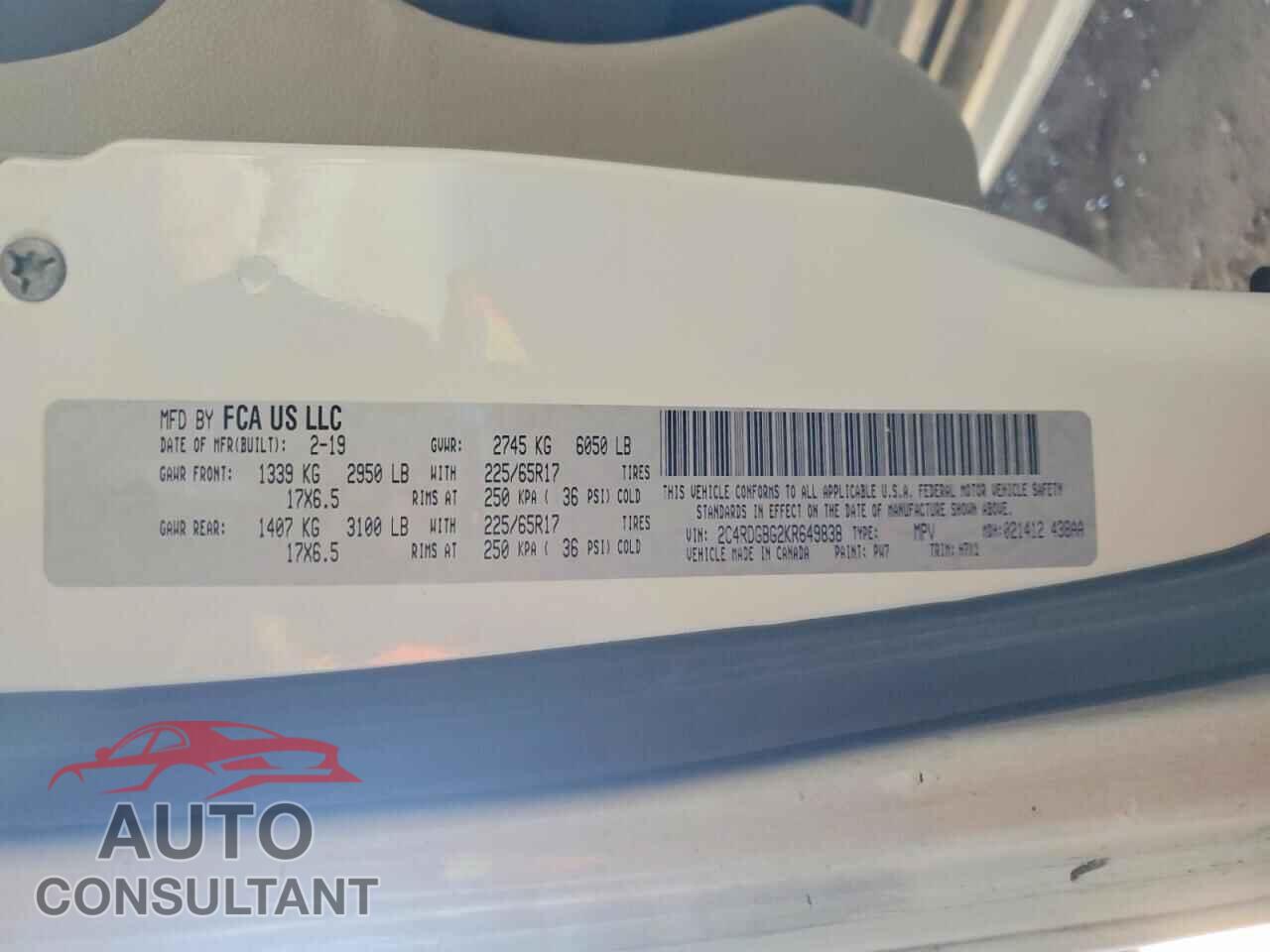 DODGE CARAVAN 2019 - 2C4RDGBG2KR649838