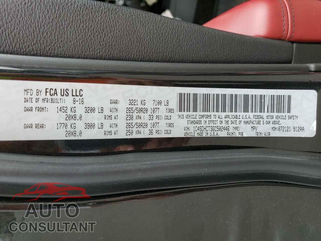 DODGE DURANGO 2016 - 1C4SDHCT3GC502446
