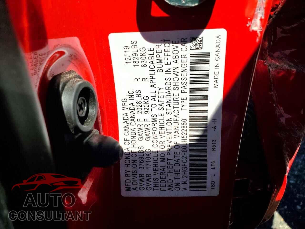 HONDA CIVIC 2020 - 2HGFC2F60LH522850