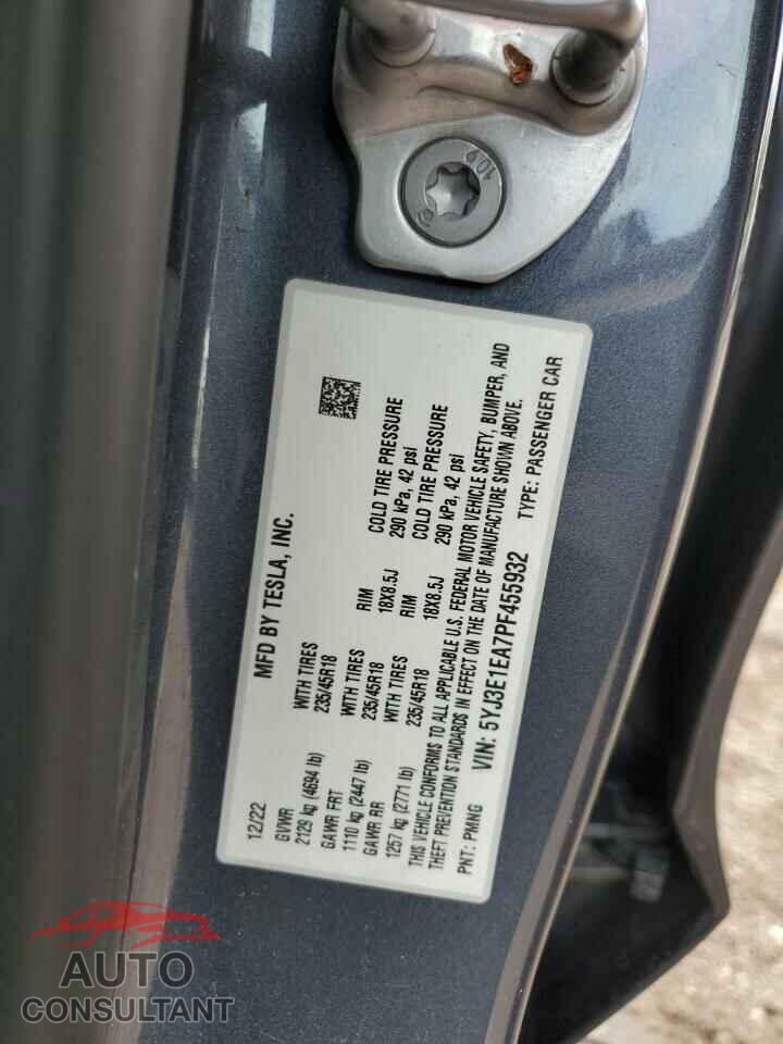TESLA MODEL 3 2023 - 5YJ3E1EA7PF455932