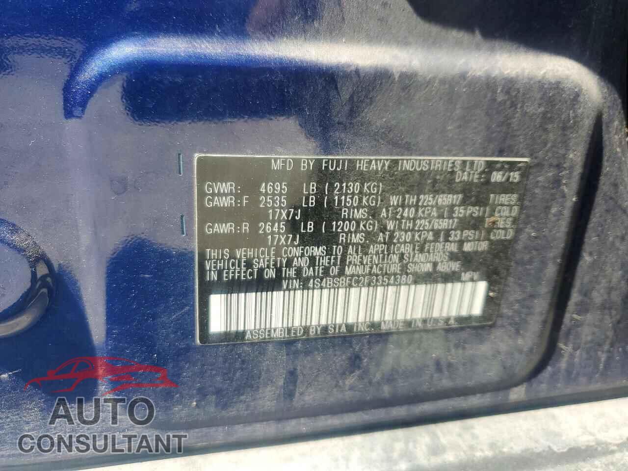 SUBARU OUTBACK 2015 - 4S4BSBFC2F3354380
