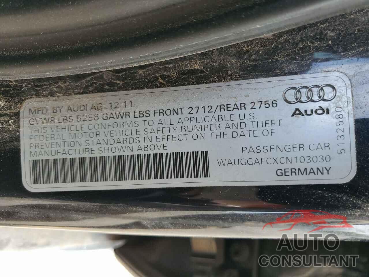 AUDI A6 2012 - WAUGGAFCXCN103030