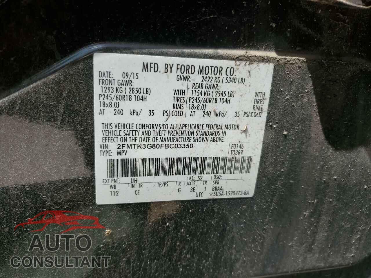 FORD EDGE 2015 - 2FMTK3G80FBC03350