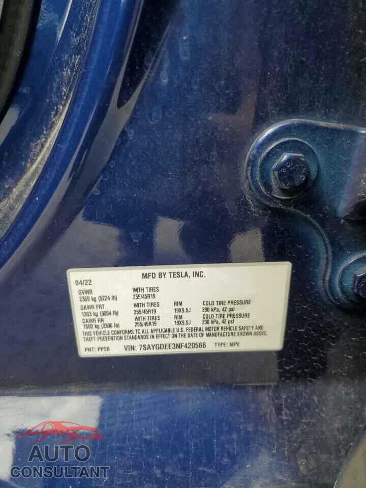 TESLA MODEL Y 2022 - 7SAYGDEE3NF420566