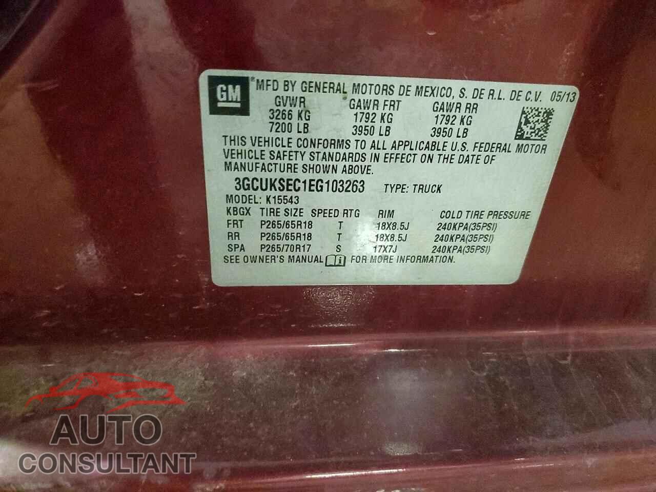 CHEVROLET SILVERADO 2014 - 3GCUKSEC1EG103263