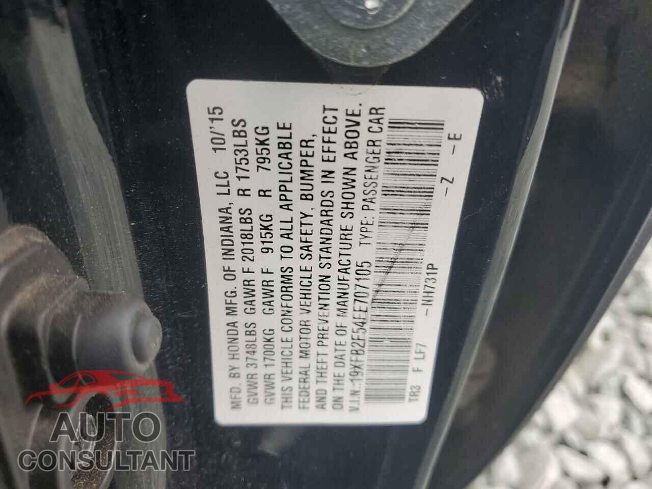 HONDA CIVIC 2015 - 19XFB2F54FE707105