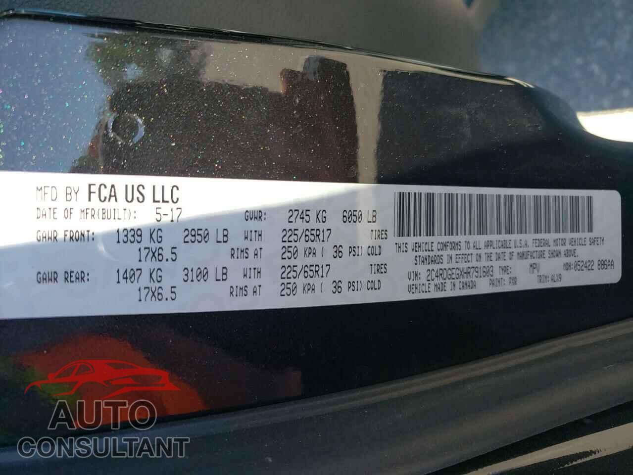 DODGE CARAVAN 2017 - 2C4RDGEGXHR791603