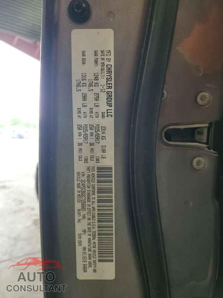 DODGE JOURNEY 2012 - 3C4PDCBG6CT256665