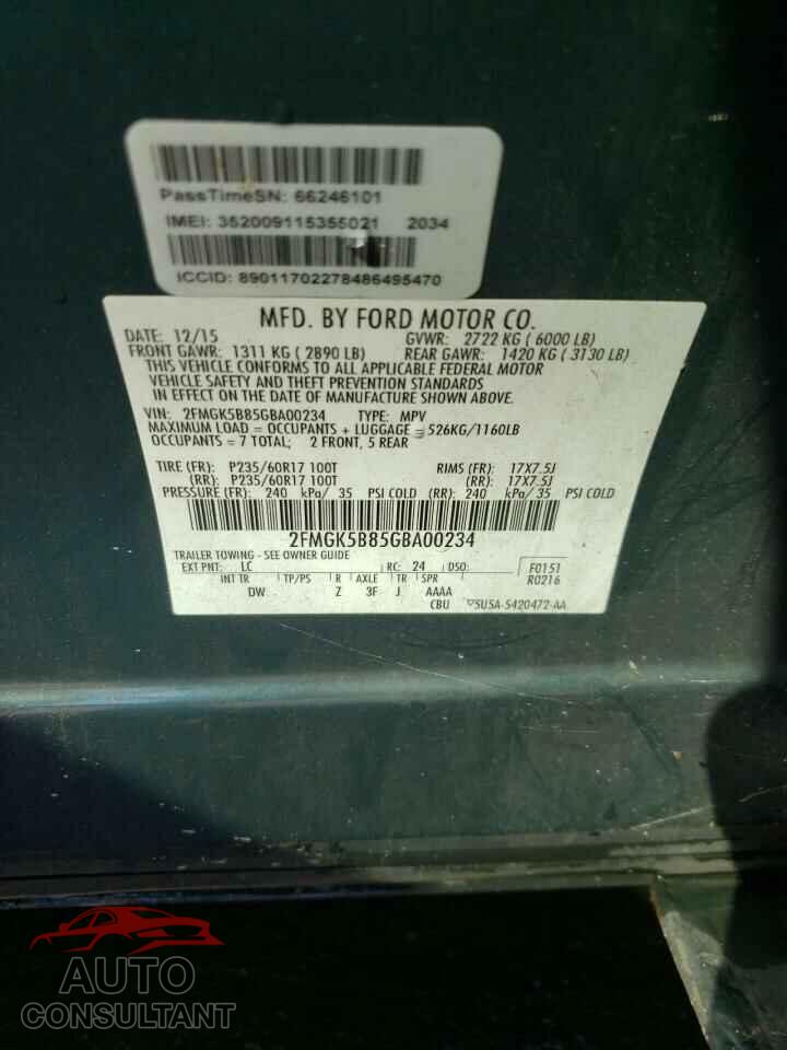 FORD FLEX 2016 - 2FMGK5B85GBA00234