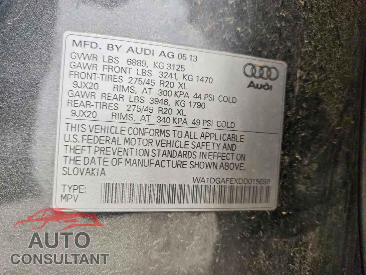 AUDI Q7 2013 - WA1DGAFEXDD015698