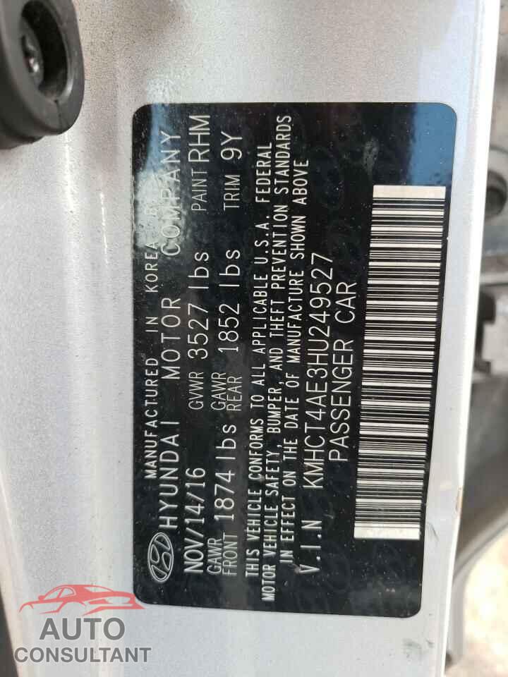 HYUNDAI ACCENT 2017 - KMHCT4AE3HU249527