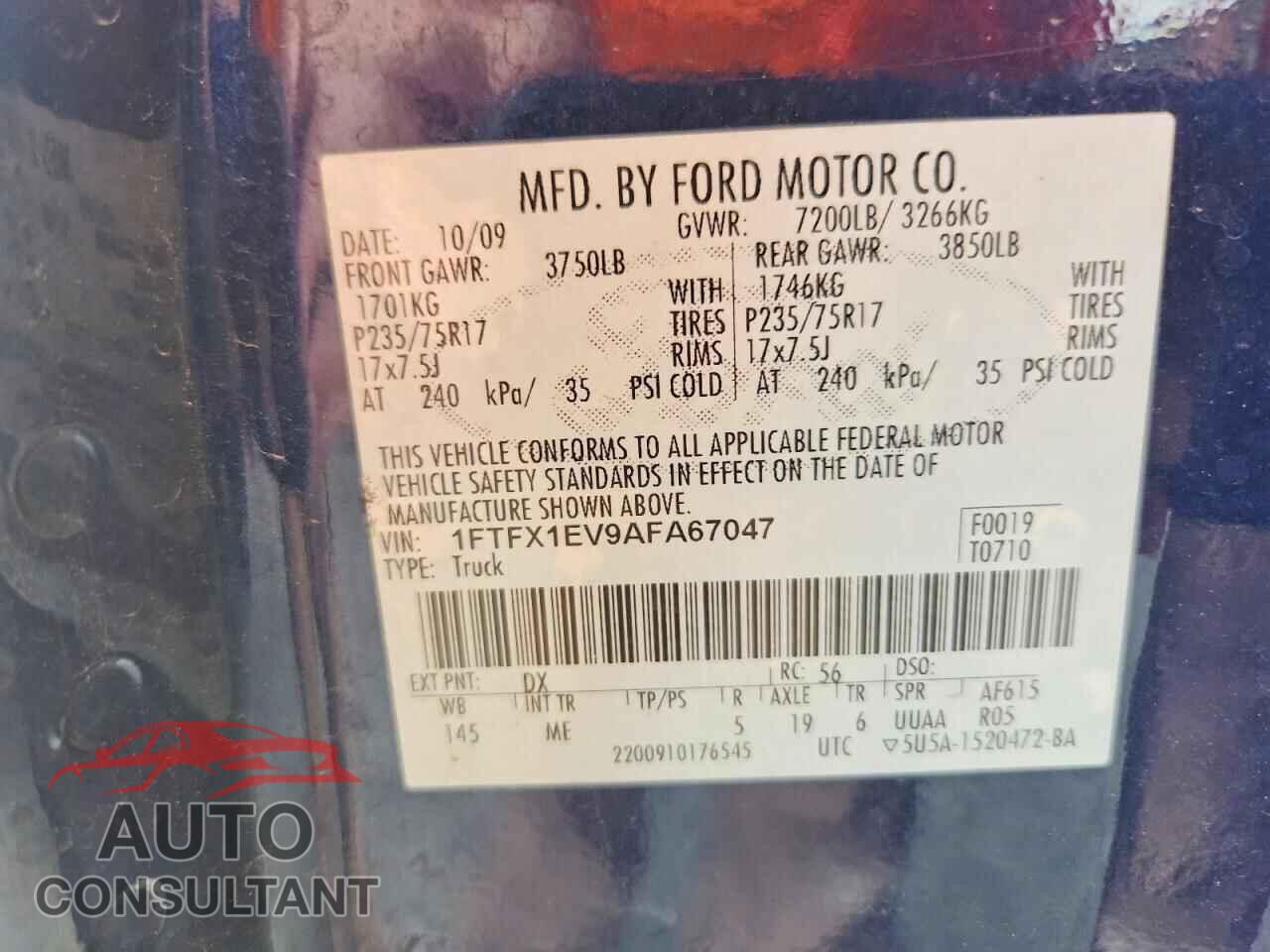 FORD F150 2010 - 1FTFX1EV9AFA67047