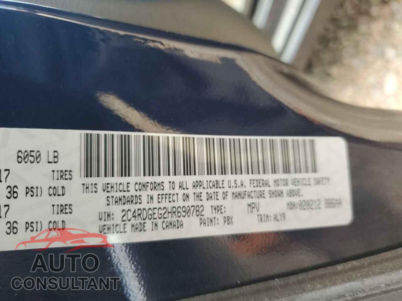DODGE CARAVAN 2017 - 2C4RDGEG2HR690782