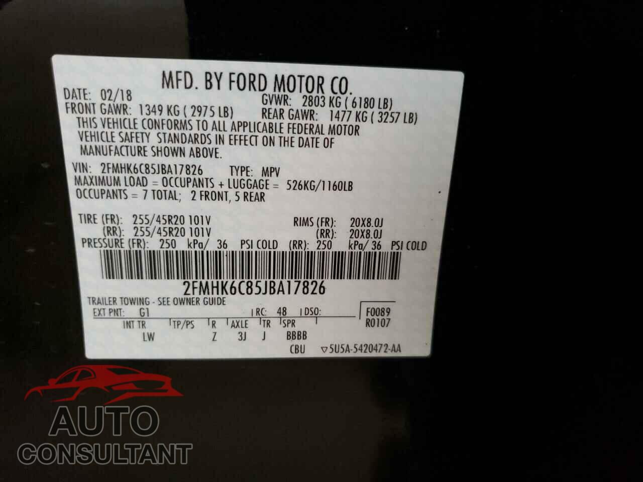 FORD FLEX 2018 - 2FMHK6C85JBA17826