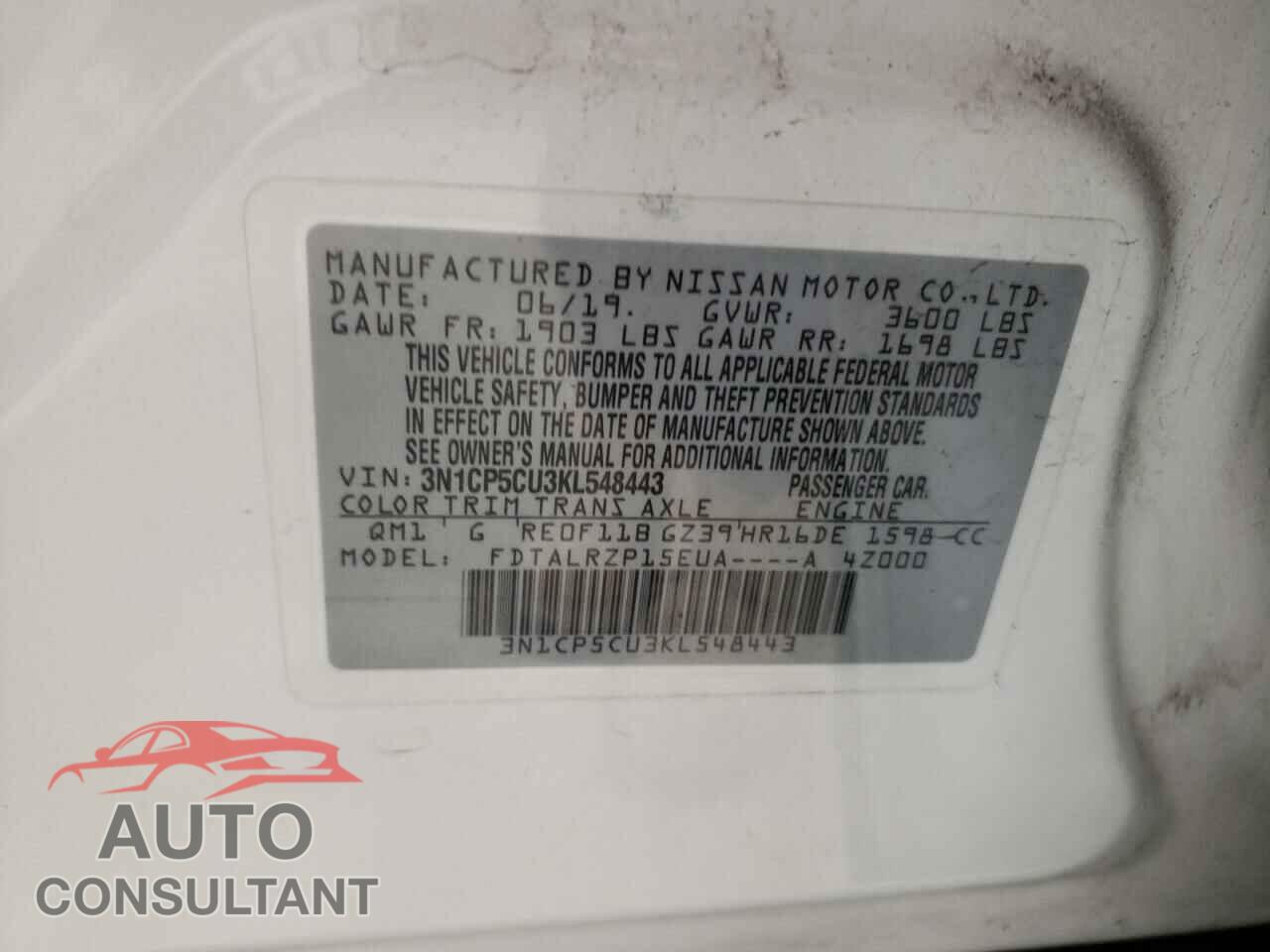 NISSAN KICKS 2019 - 3N1CP5CU3KL548443