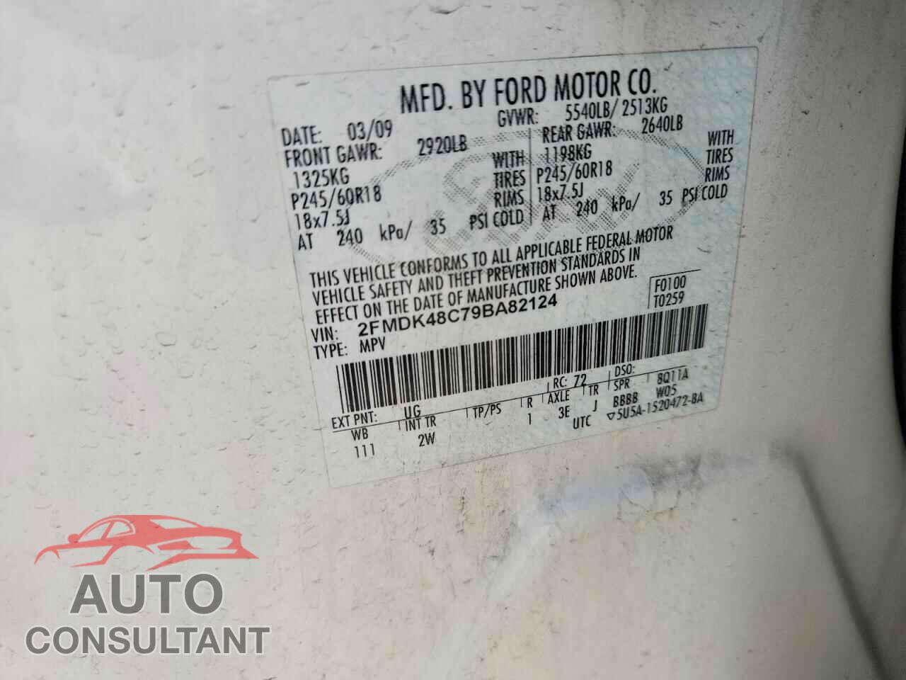 FORD EDGE 2009 - 2FMDK48C79BA82124