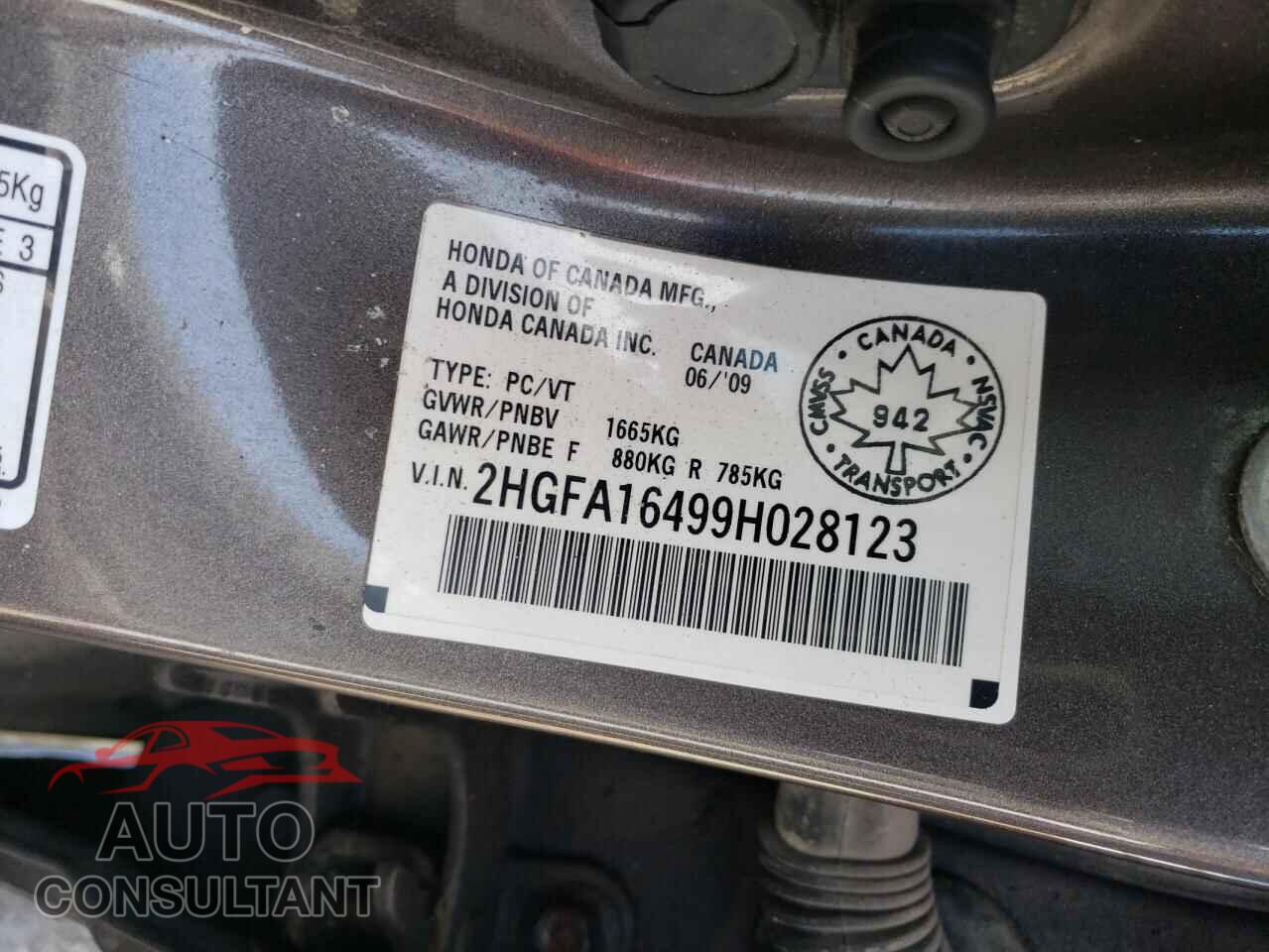 HONDA CIVIC 2009 - 2HGFA16499H028123