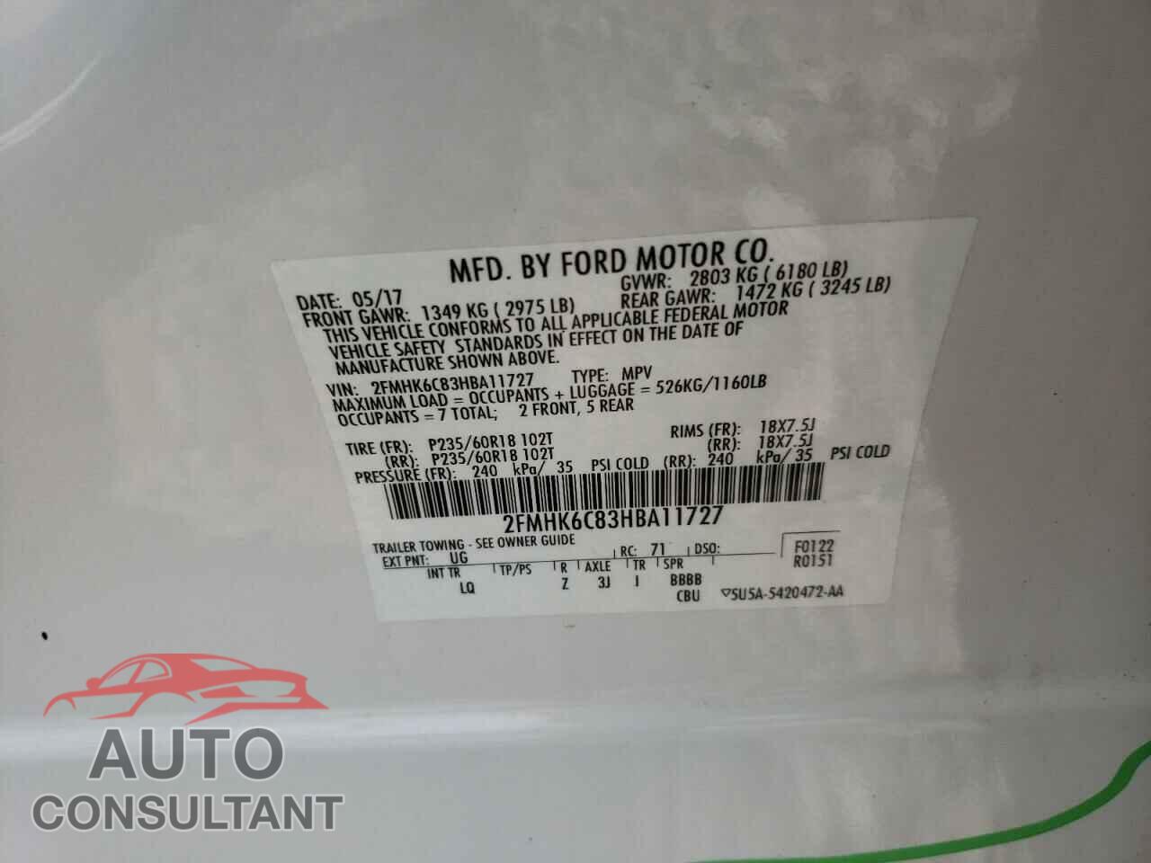 FORD FLEX 2017 - 2FMHK6C83HBA11727