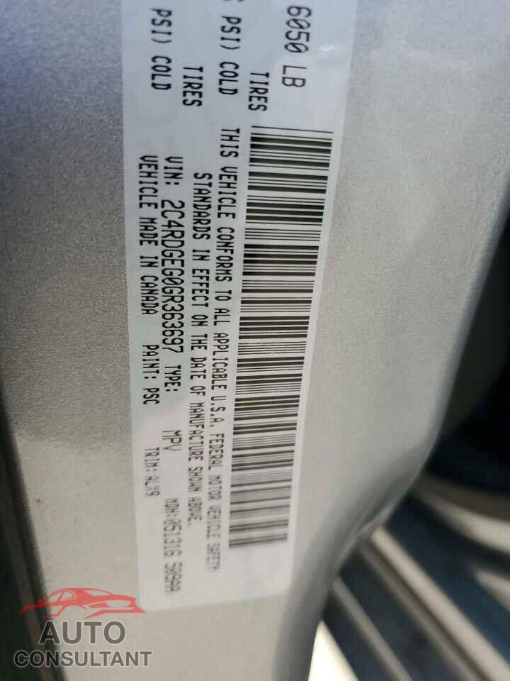 DODGE CARAVAN 2016 - 2C4RDGEG0GR363697