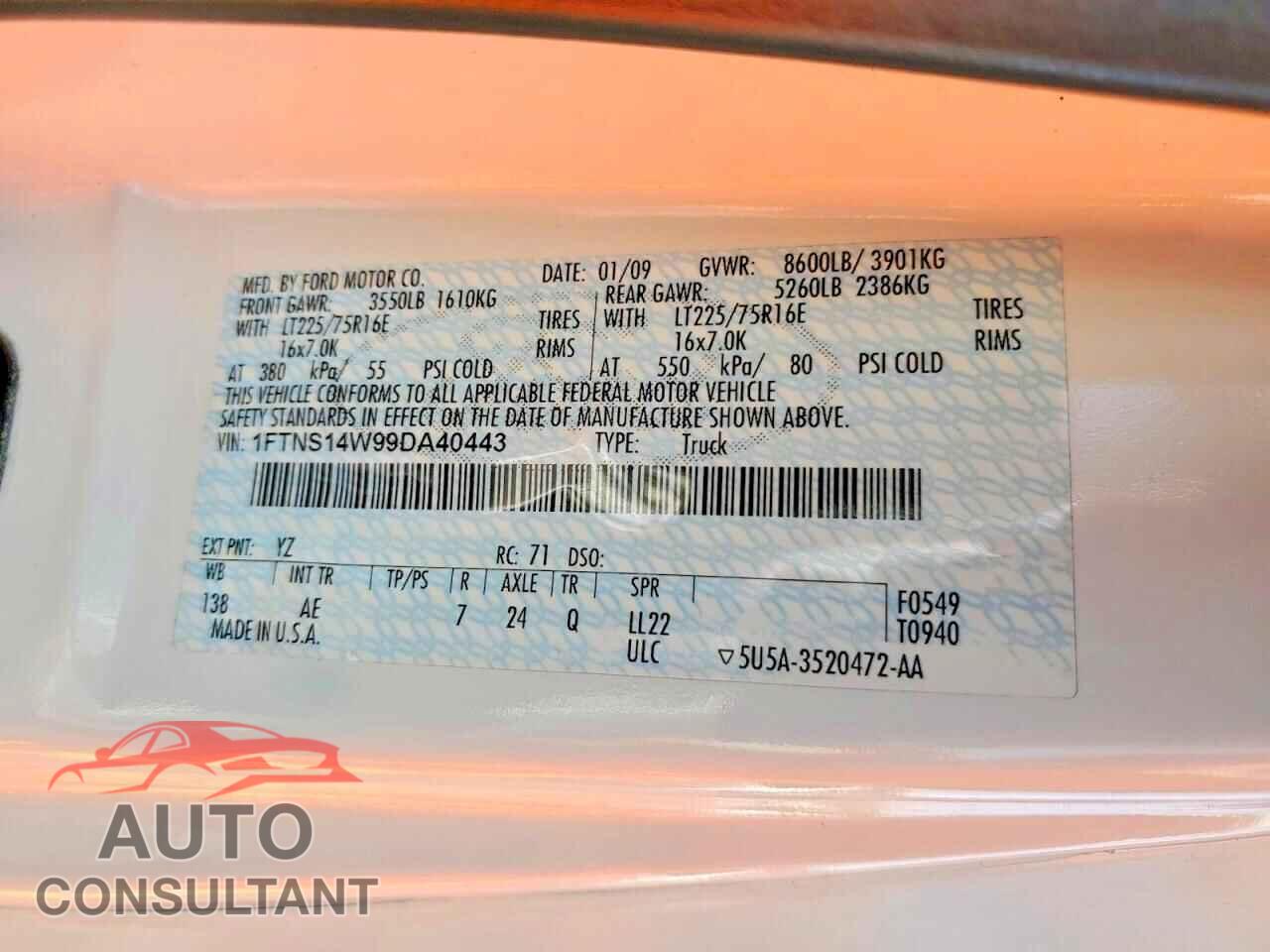 FORD ECONOLINE 2009 - 1FTNS14W99DA40443