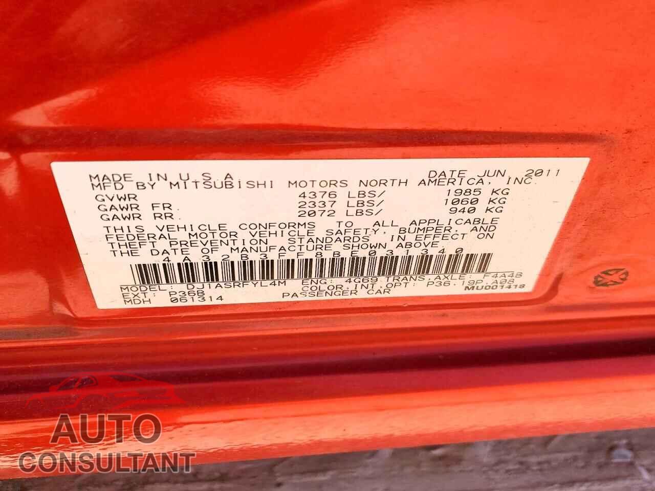 MITSUBISHI GALANT 2011 - 4A32B3FF8BE031340