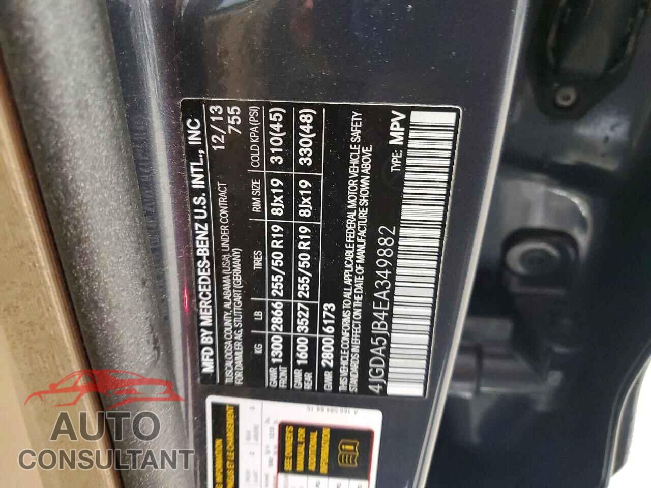 MERCEDES-BENZ M-CLASS 2014 - 4JGDA5JB4EA349882
