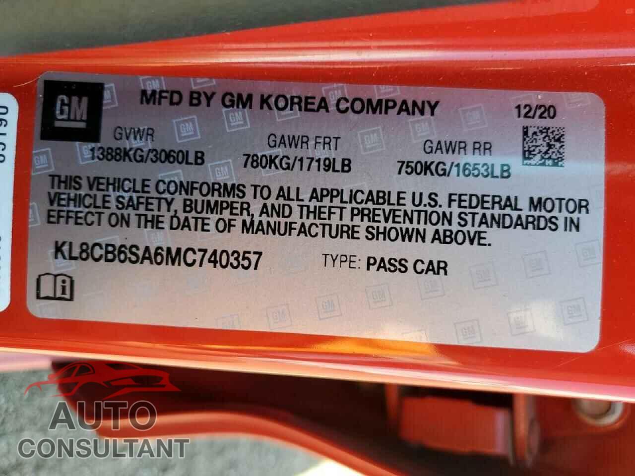 CHEVROLET SPARK 2021 - KL8CB6SA6MC740357