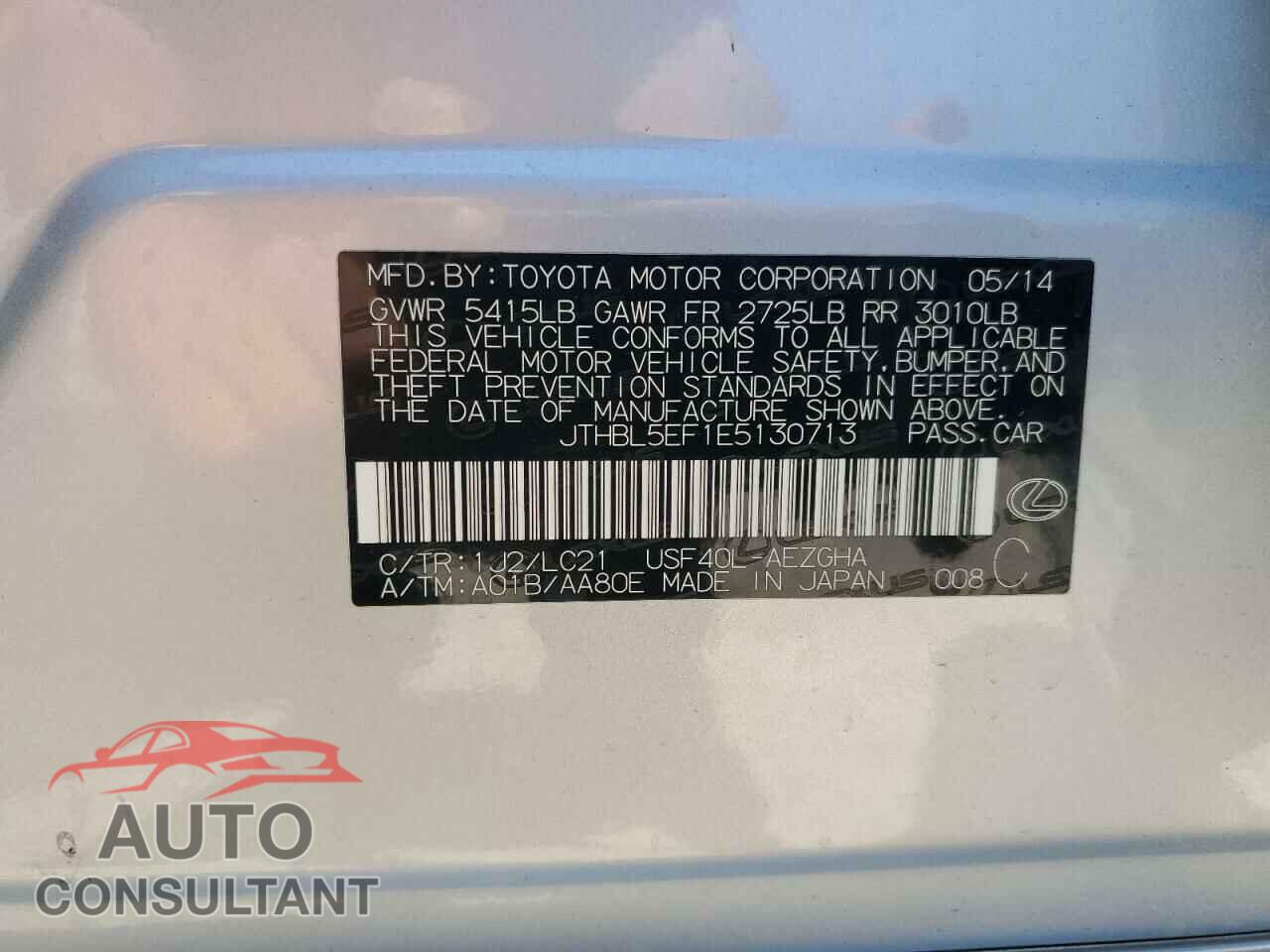 LEXUS LS460 2014 - JTHBL5EF1E5130713