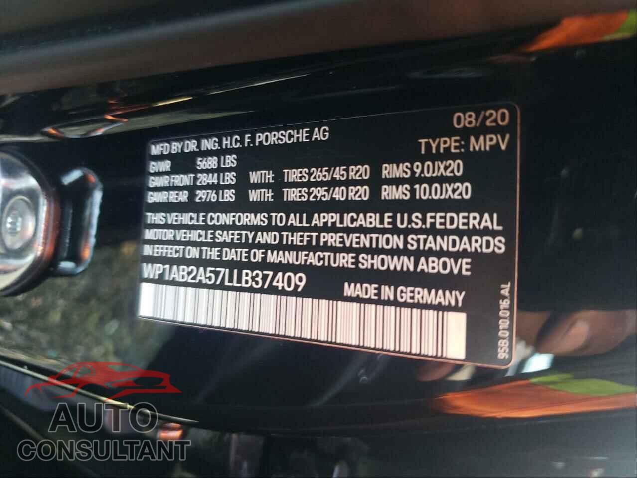 PORSCHE MACAN 2020 - WP1AB2A57LLB37409