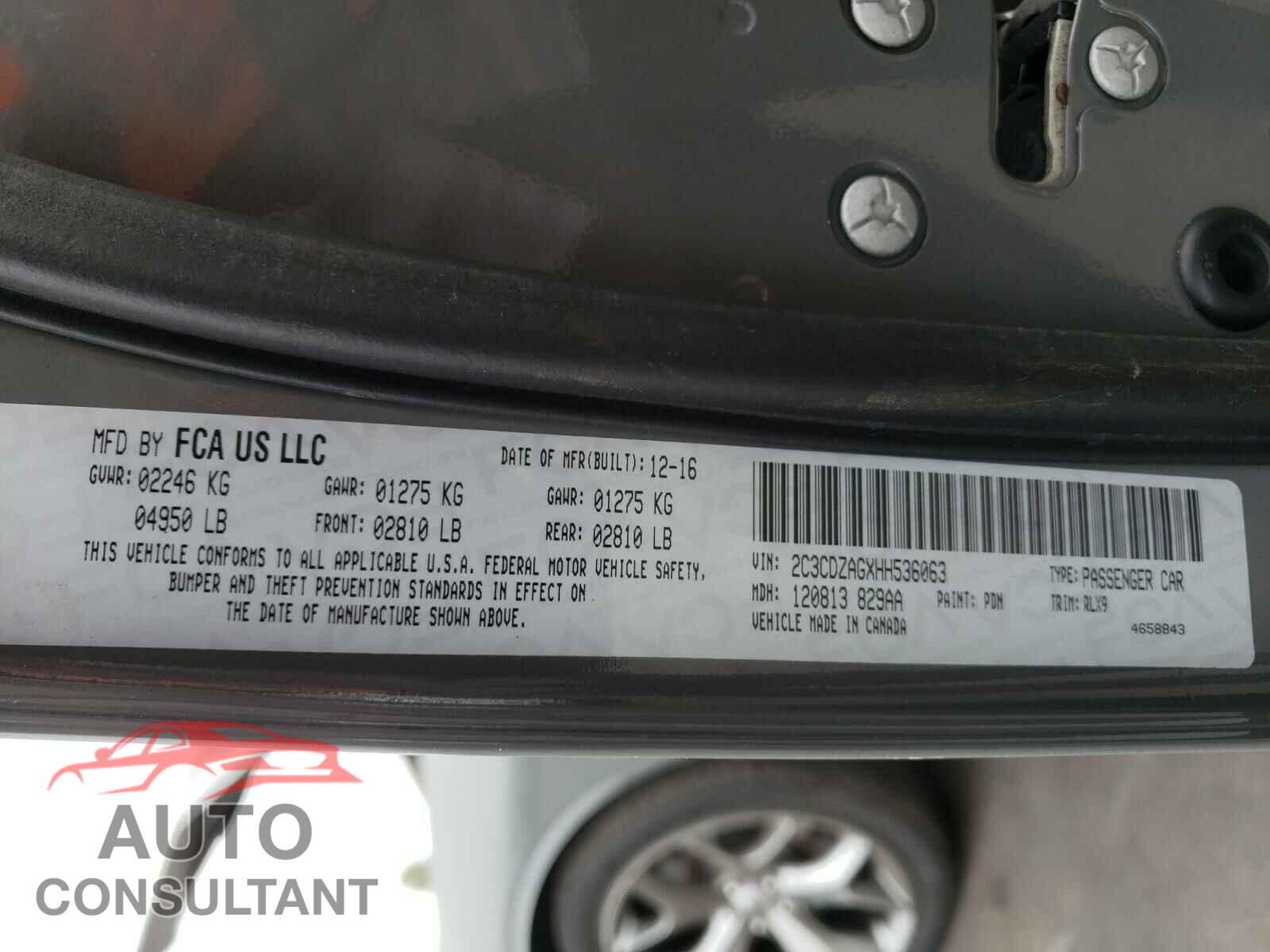 DODGE CHALLENGER 2017 - 2C3CDZAGXHH536063