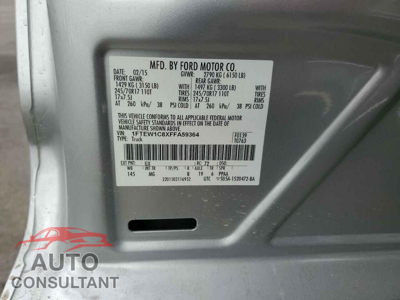 FORD F-150 2015 - 1FTEW1C8XFFA59364