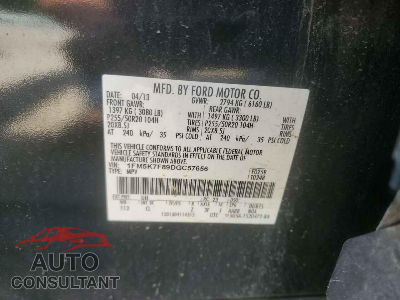 FORD EXPLORER 2013 - 1FM5K7F89DGC57656