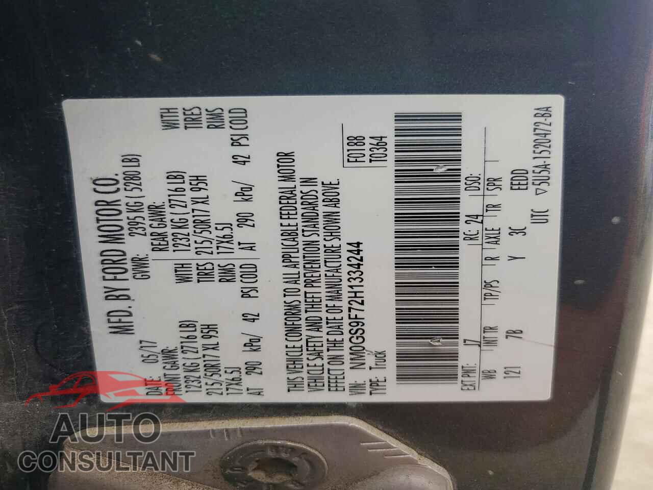 FORD TRANSIT 2017 - NM0GS9F72H1334244