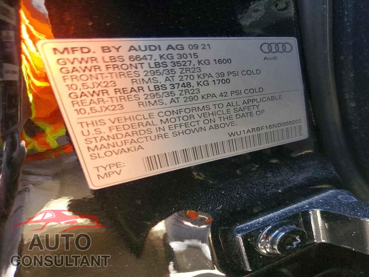 AUDI RS 2022 - WU1ARBF16ND006202