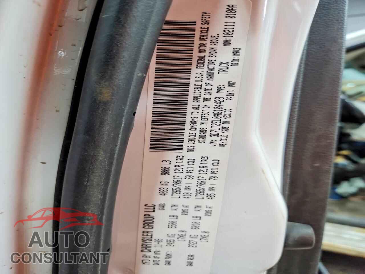 DODGE RAM 2500 2010 - 3D7LT2EL0AG104428