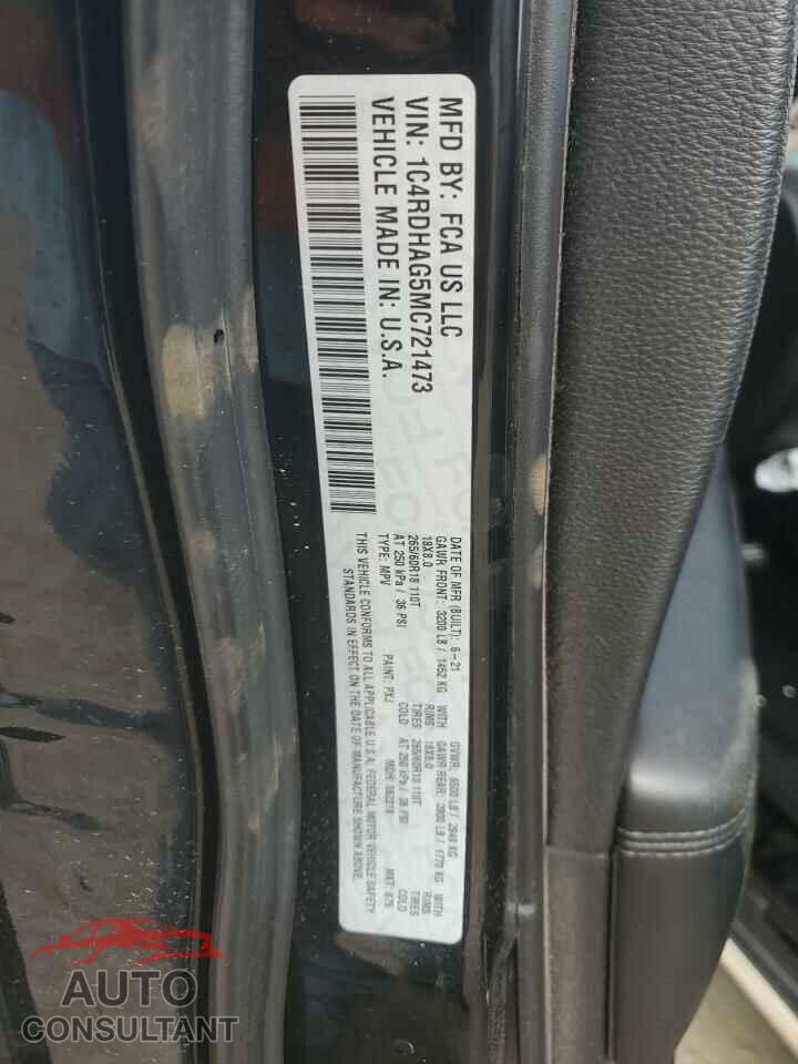 DODGE DURANGO 2021 - 1C4RDHAG5MC721473