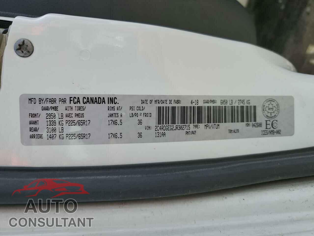 DODGE CARAVAN 2018 - 2C4RDGEG2JR302715