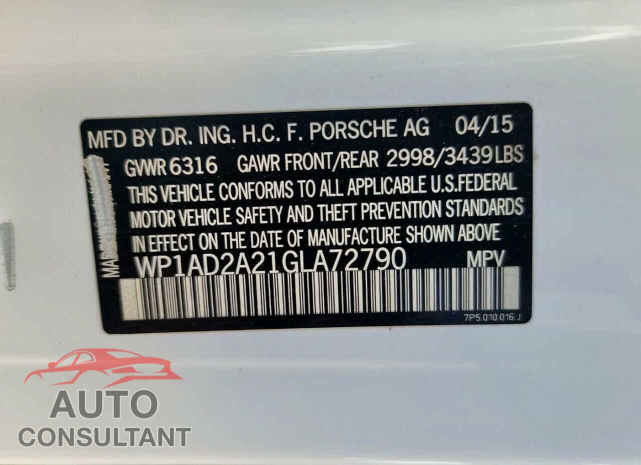 PORSCHE CAYENNE 2016 - WP1AD2A21GLA72790