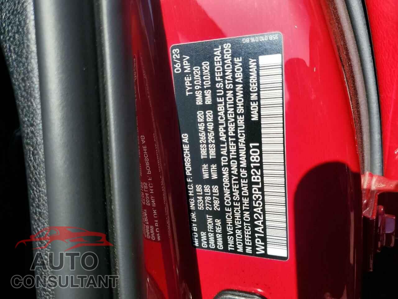 PORSCHE MACAN BASE 2023 - WP1AA2A53PLB21801