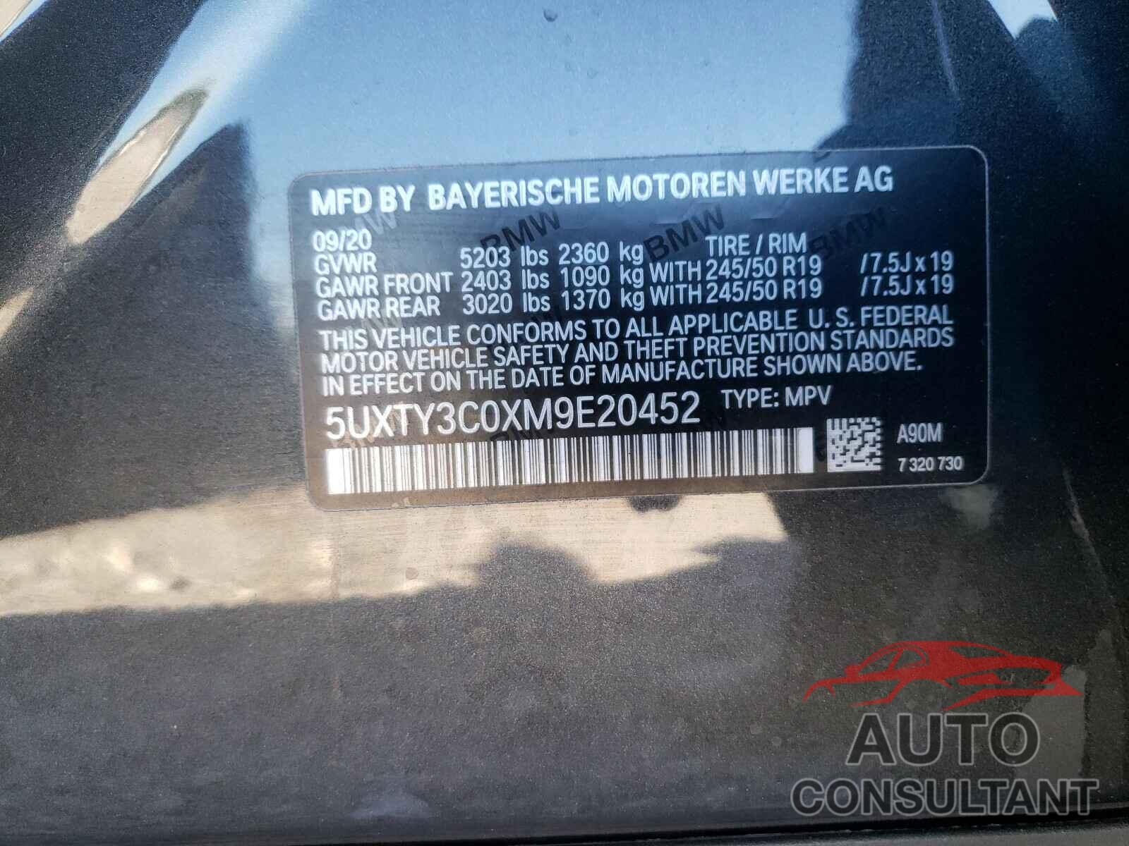 BMW X3 2021 - 5UXTY3C0XM9E20452