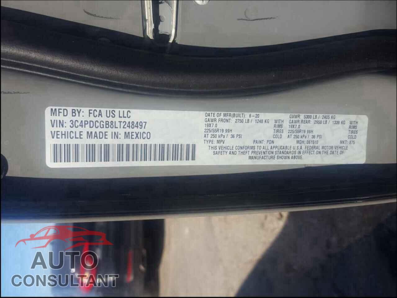 DODGE JOURNEY 2020 - 3C4PDCGB8LT248497