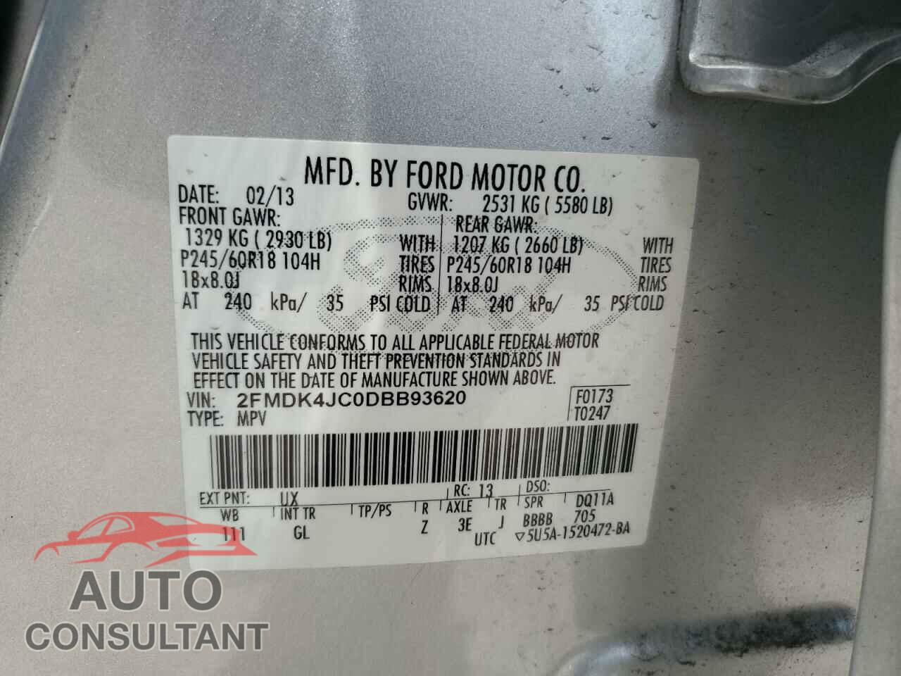 FORD EDGE 2013 - 2FMDK4JC0DBB93620