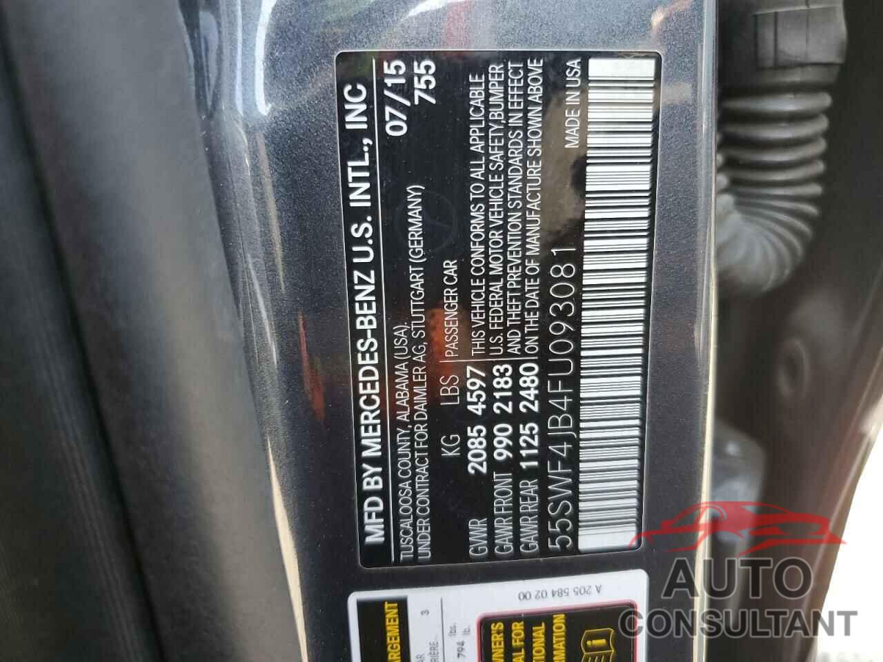MERCEDES-BENZ C-CLASS 2015 - 55SWF4JB4FU093081