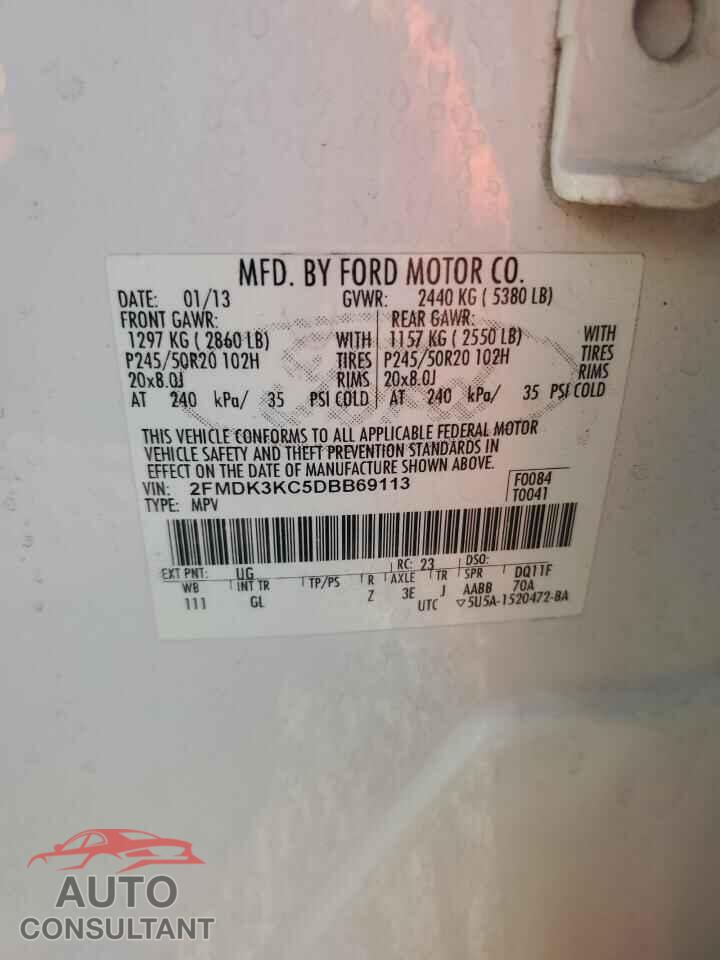 FORD EDGE 2013 - 2FMDK3KC5DBB69113