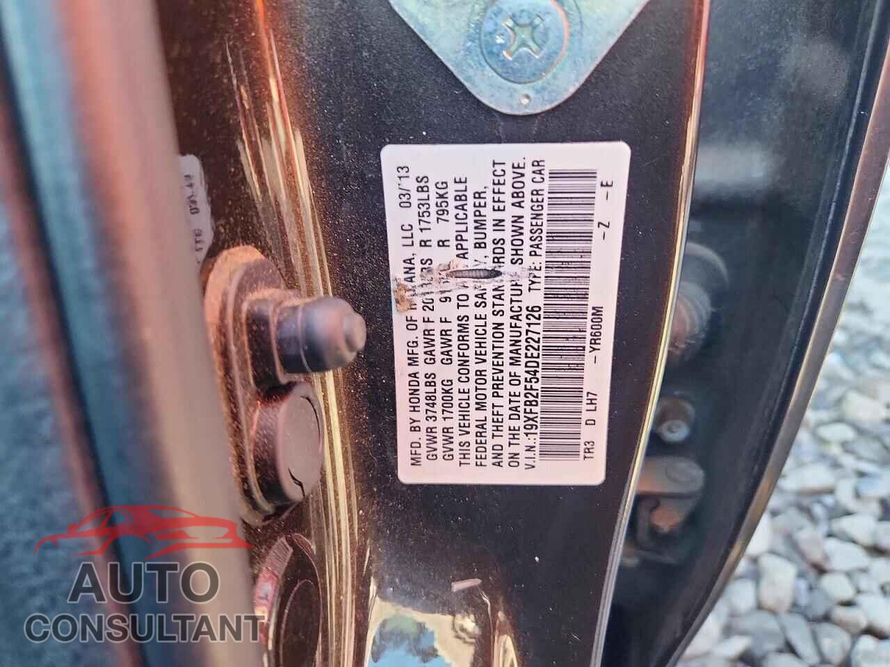 HONDA CIVIC 2013 - 19XFB2F54DE227126