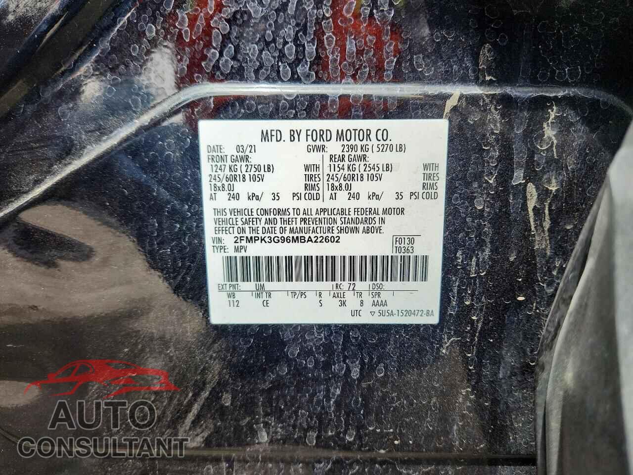 FORD EDGE 2021 - 2FMPK3G96MBA22602
