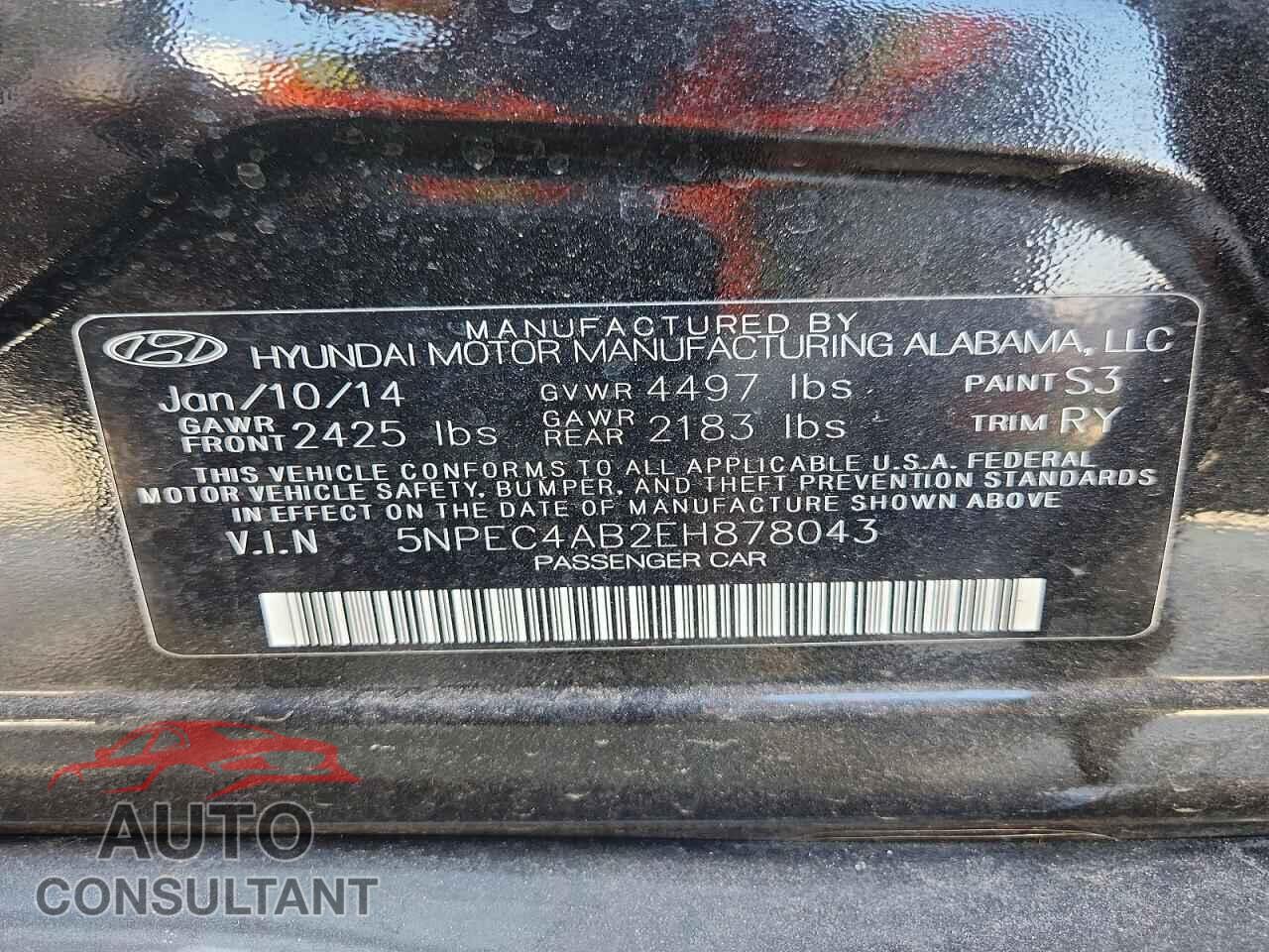HYUNDAI SONATA 2014 - 5NPEC4AB2EH878043